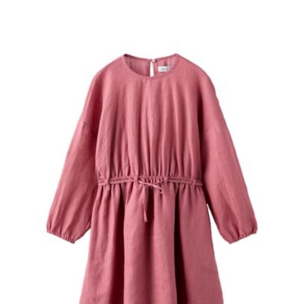 Zara girls cut out belted linen dress